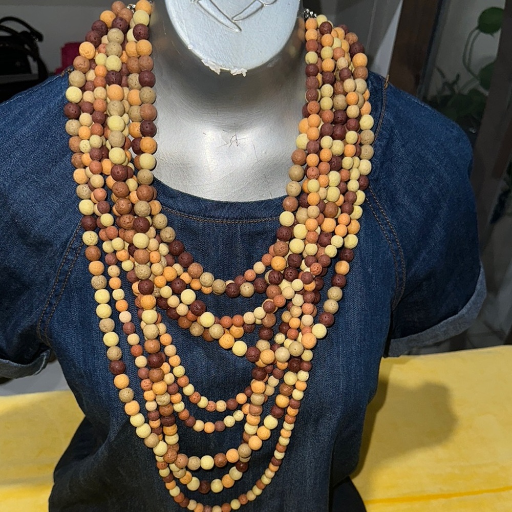 Sassy Jones Brown and Yellow Multi-Strand Necklace